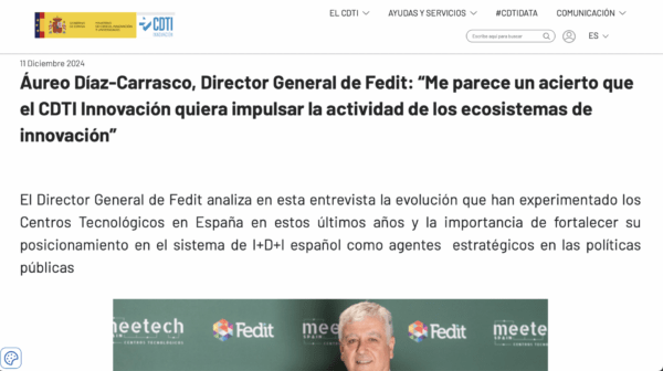 Áureo Díaz-Carrasco: “Me parece un acierto que el CDTI Innovación quiera impulsar la actividad de los ecosistemas de innovación”